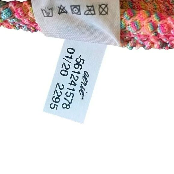 Aerie Rainbow Textured Swimming Padded Scoop Adjustable Straps Bikini Top Size M - Picture 5 of 7